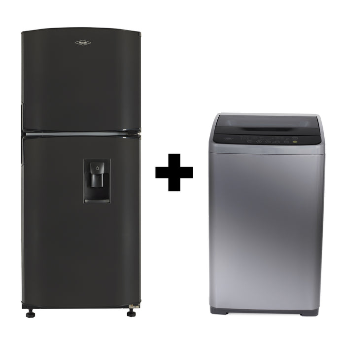 Combo nevera Haceb no frost 243 Litros + Lavadora 8.5 Klg panel frontal digital color gris marca Haceb