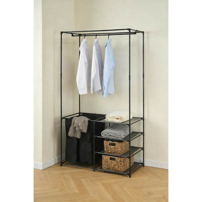 Clóset Organizador Lupont, Negro, de Tres Niveles y Dos Canastas para Ropa