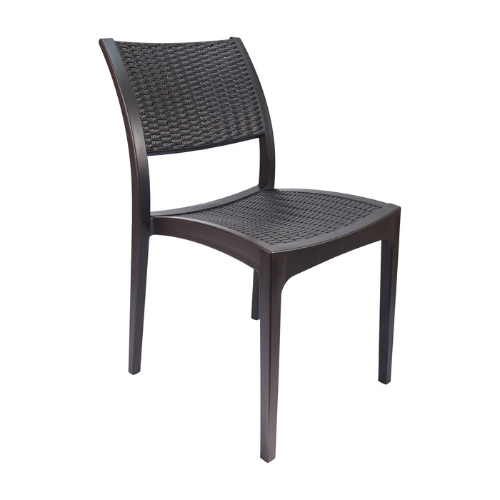 Set de 2 silla exterior ratan sin brazos café  marca Boxbit