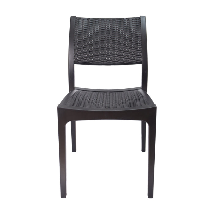 Silla exterior ratan sin brazos café  marca Boxbit