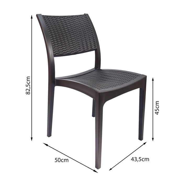 Set de 2 silla exterior ratan sin brazos café  marca Boxbit