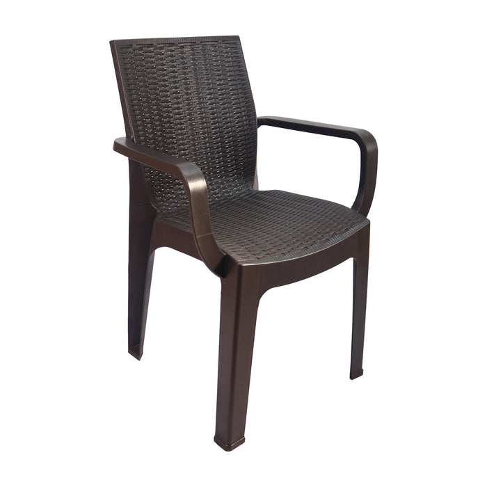 Silla exterior ratan corsa con brazos café  marca Boxbit