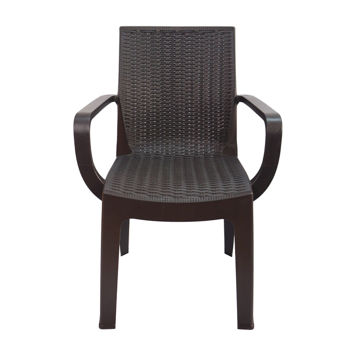 Set de 2 silla exterior ratan corsa con brazos café  marca Boxbit