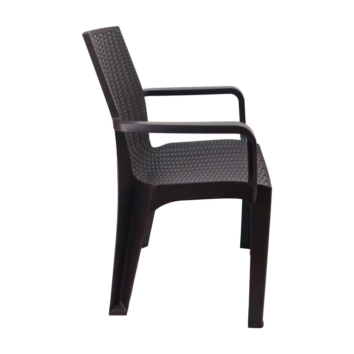 Set de 2 silla exterior ratan corsa con brazos café  marca Boxbit