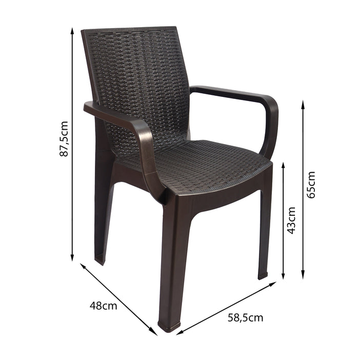 Silla exterior ratan corsa con brazos café  marca Boxbit