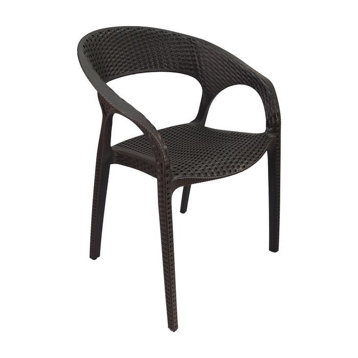 Silla exterior ratan curve con brazos café marca Boxbit