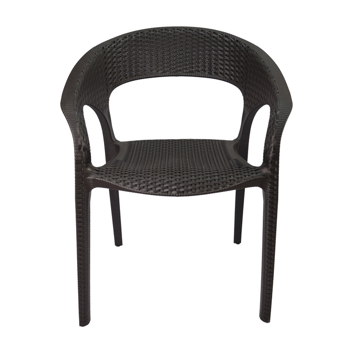 Set de 4 sillas exterior ratan curve con brazos café  marca Boxbit