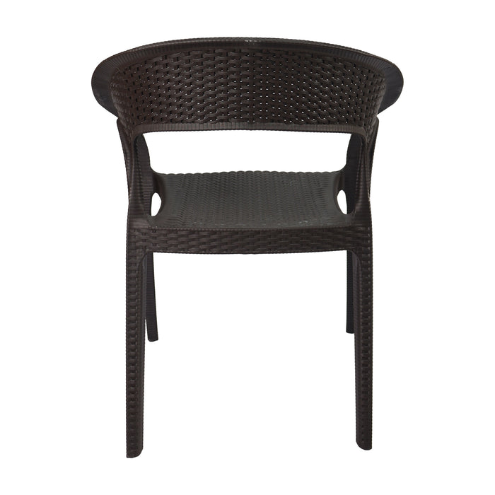 Silla exterior ratan curve con brazos café marca Boxbit