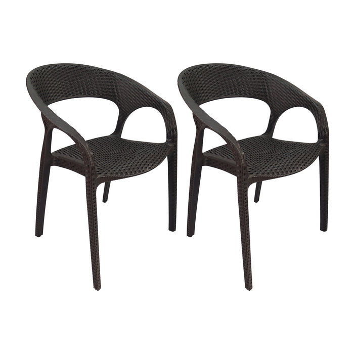 Set de 2 sillas exterior ratan curve con brazos café  marca Boxbit