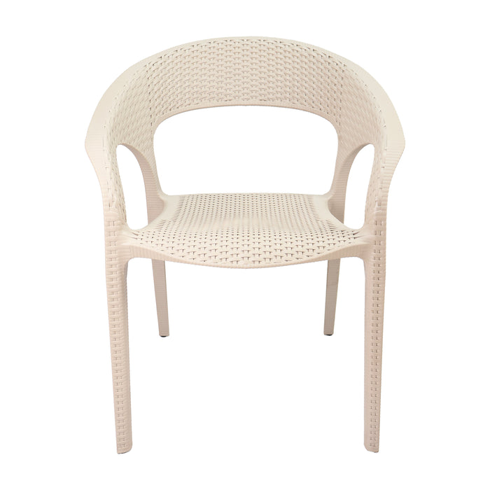 Silla exterior ratan curve con brazos beige  marca Boxbit