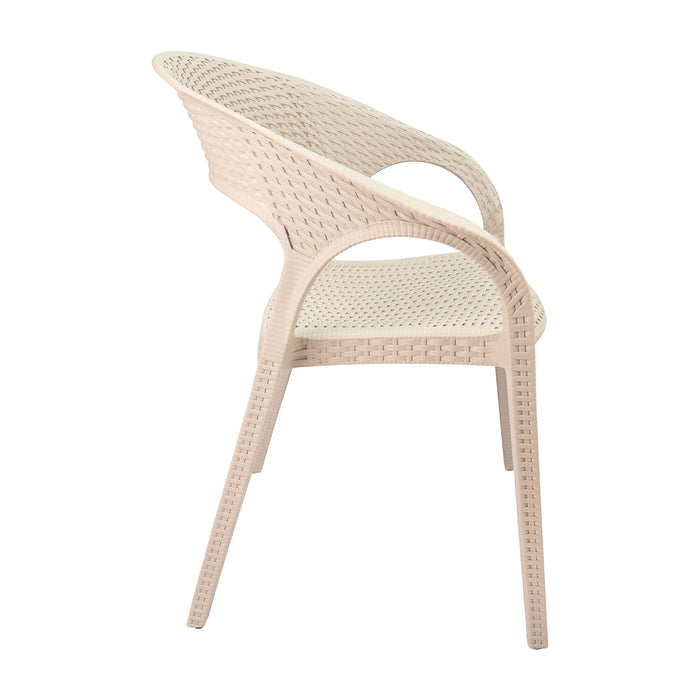Silla exterior ratan curve con brazos beige  marca Boxbit