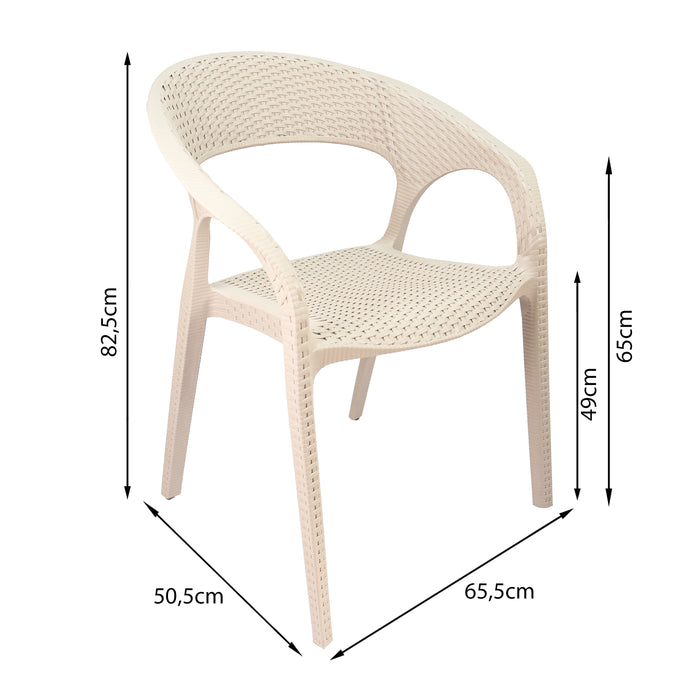 Silla exterior ratan curve con brazos beige  marca Boxbit