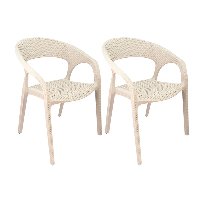 Set de 2 sillas exterior ratan curve con brazos beige  marca Boxbit
