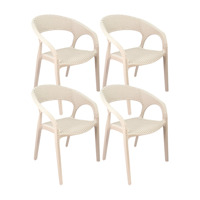 Set de 4 sillas exterior ratan curve con brazos beige  marca Boxbit