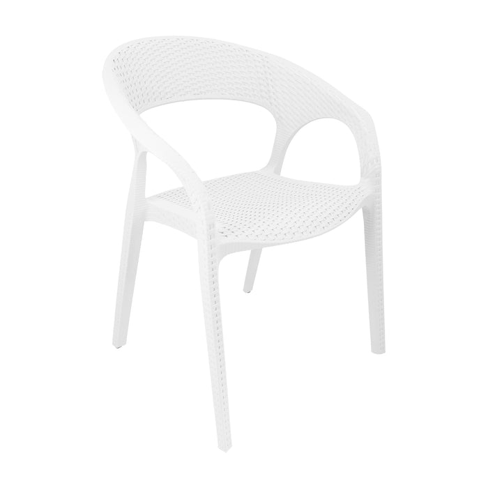 Silla exterior ratan curve con brazos blanco  marca Boxbit