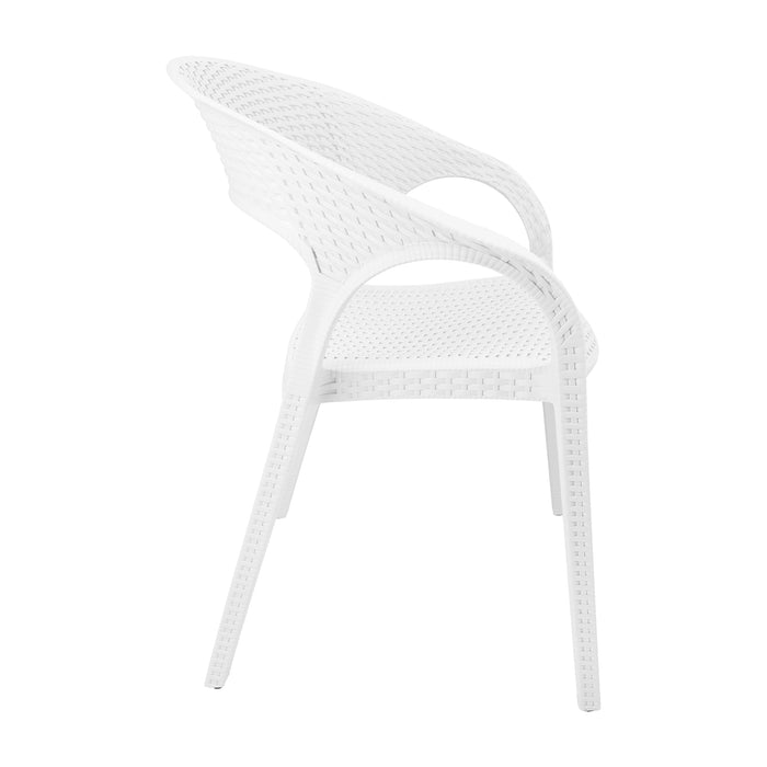 Silla exterior ratan curve con brazos blanco  marca Boxbit