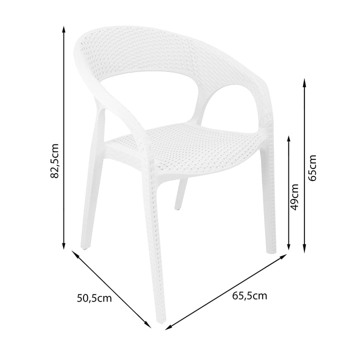 Silla exterior ratan curve con brazos blanco  marca Boxbit