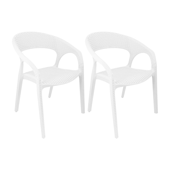 Set de 2 sillas exterior ratan curve con brazos blanco  marca Boxbit