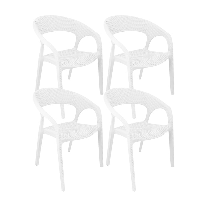 Set de 4 sillas exterior ratan curve con brazos blanco  marca Boxbit