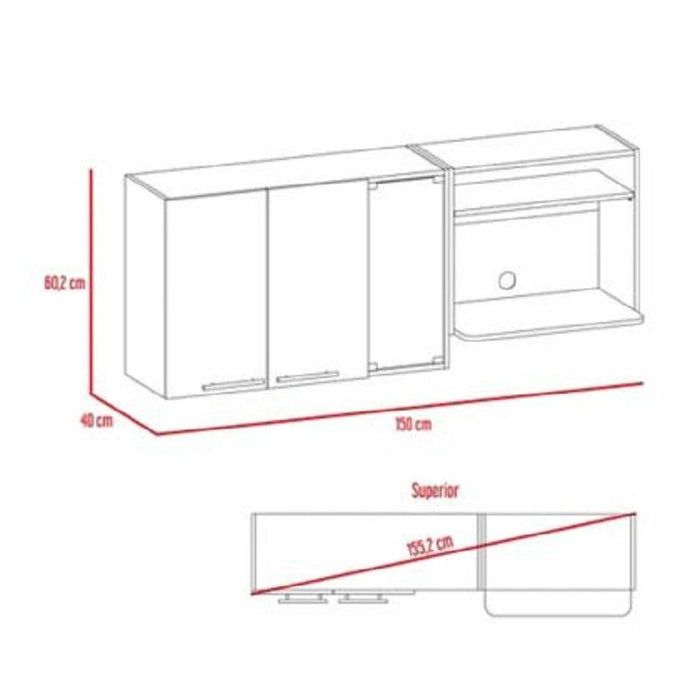 Gabinete Superior Viltex, Wengue y Blanco, Incluye Locero y Portavasos