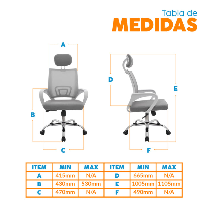 Silla de escritorio con cabecero Atlantis gris-blanco marca Bonno