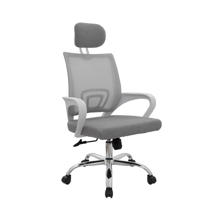 Silla de escritorio con cabecero Atlantis gris-blanco marca Bonno