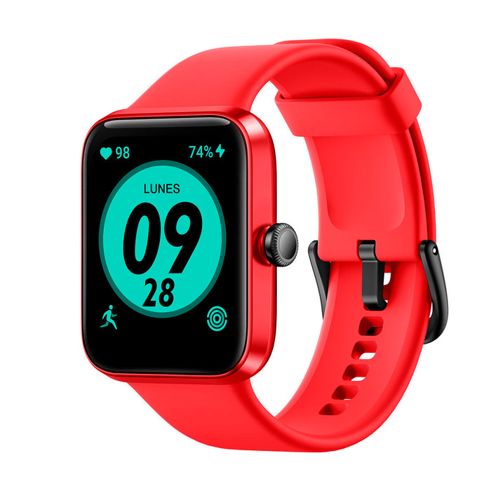 Reloj deportivo inteligente color rojo con monitoreo de pasos