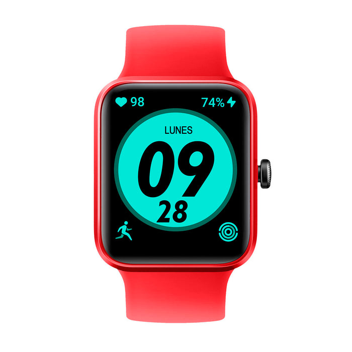 Reloj deportivo inteligente color rojo con monitoreo de pasos