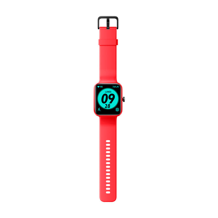 Reloj deportivo inteligente color rojo con monitoreo de pasos