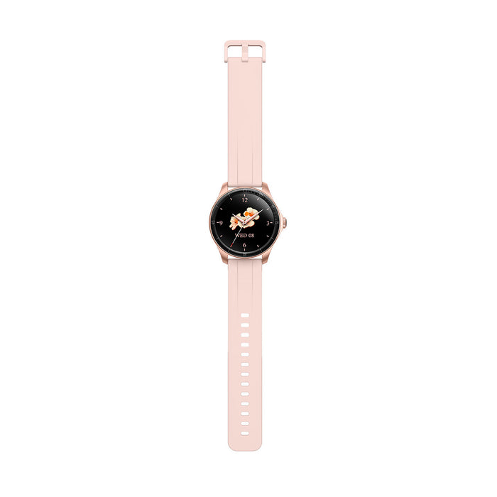 Reloj inteligente color rosado con pantalla tactil