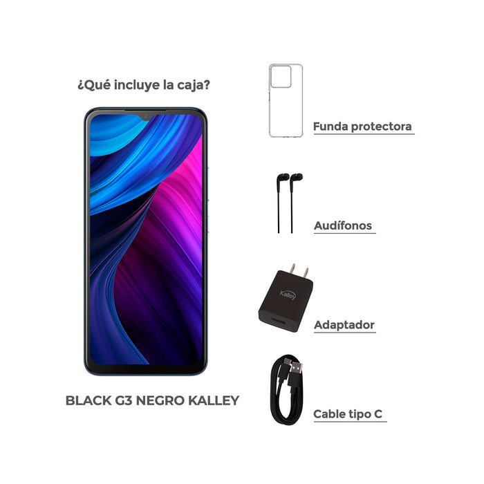 Celular Kalley Black G3 de 128GB color gris y pantalla HD
