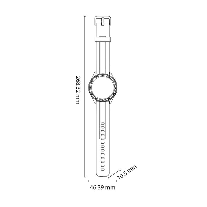 Reloj inteligente con correa negra y monitoreo de salud