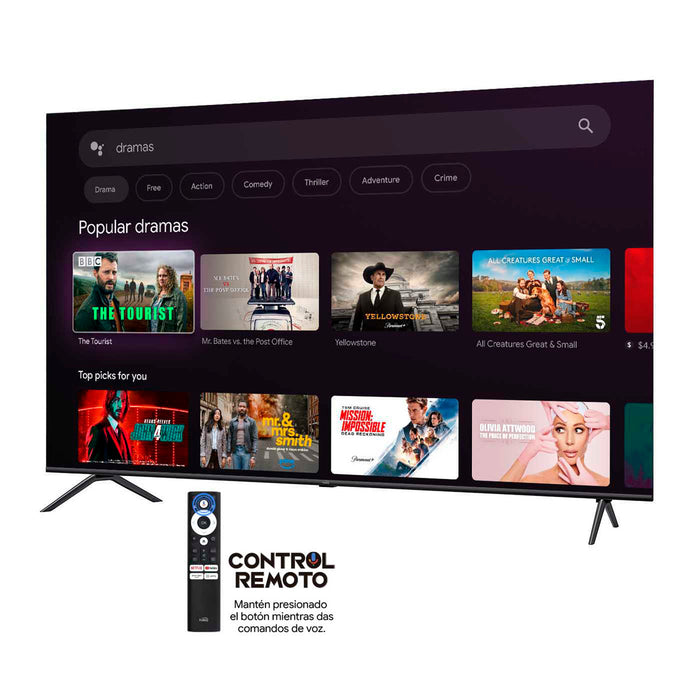 Televisor Kalley de 70" calidad QLED 4K Smart TV ideal para cine en casa