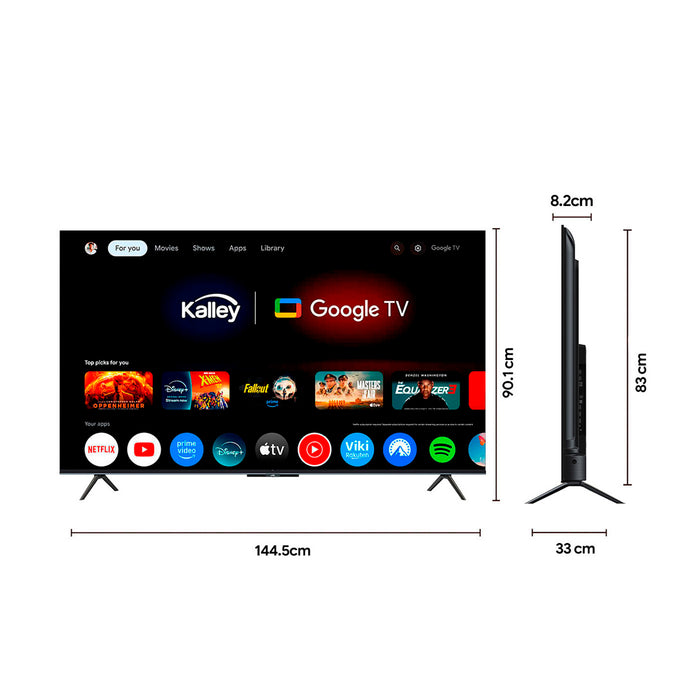 Televisor Kalley de 65" calidad QLED 4K con funciones inteligentes