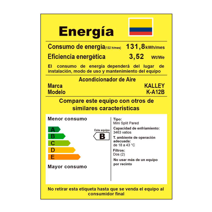 Aire acondicionado Kalley 12.000 BTU Inverter 220V eficiente