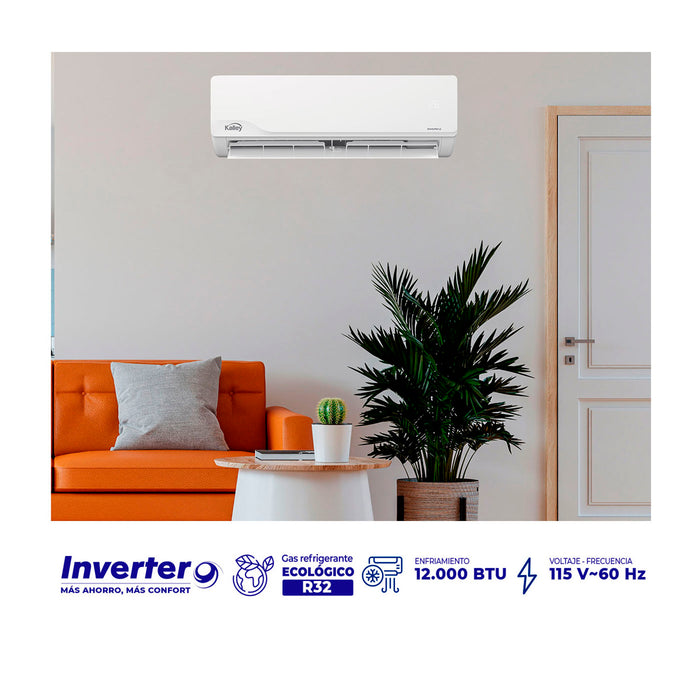 Aire acondicionado Kalley 12.000 BTU Inverter 115V bajo consumo