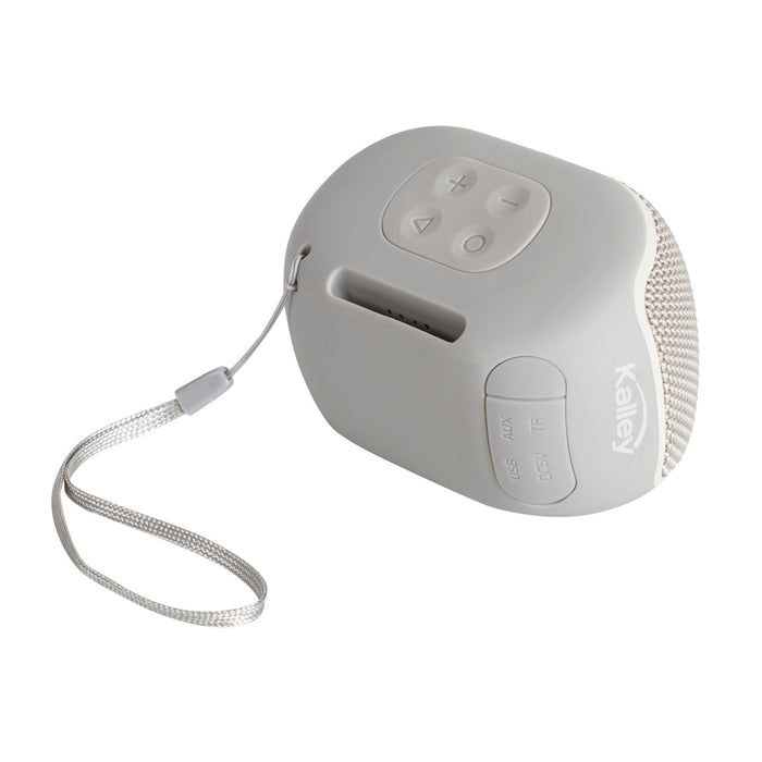Parlante portátil Kalley con conexión Bluetooth, radio FM, USB y microSD color gris