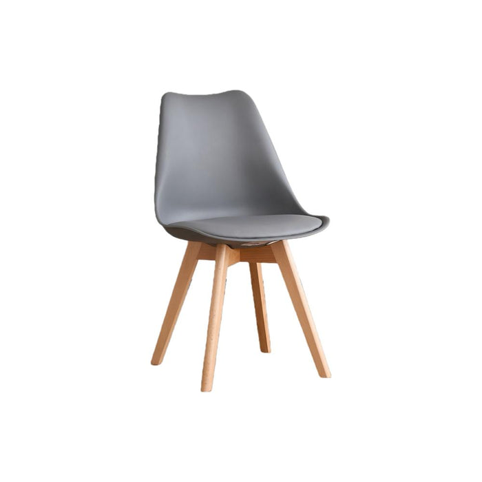 Silla Fyn, Gris oscuro, Diseño Minimalista Con Espaldar, Cojín y Patas De Madera