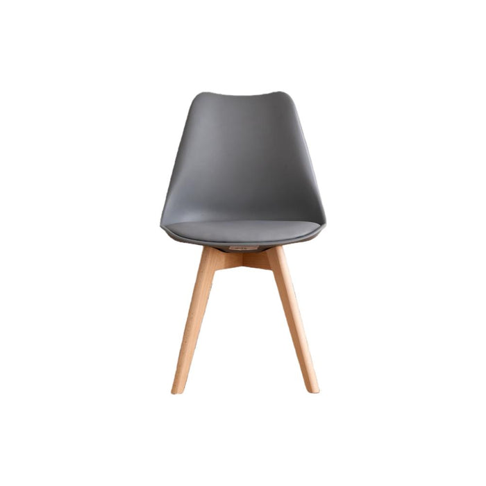 Silla Fyn, Gris oscuro, Diseño Minimalista Con Espaldar, Cojín y Patas De Madera