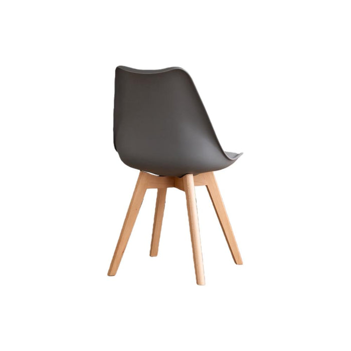Silla Fyn, Gris oscuro, Diseño Minimalista Con Espaldar, Cojín y Patas De Madera