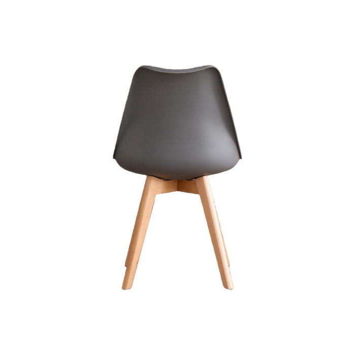 Silla Fyn, Gris oscuro, Diseño Minimalista Con Espaldar, Cojín y Patas De Madera