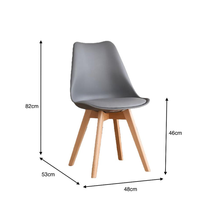 Silla Fyn, Gris oscuro, Diseño Minimalista Con Espaldar, Cojín y Patas De Madera