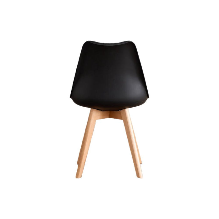 Silla Fyn, Negro, Diseño Minimalista Con Espaldar, Cojín y Patas De Madera