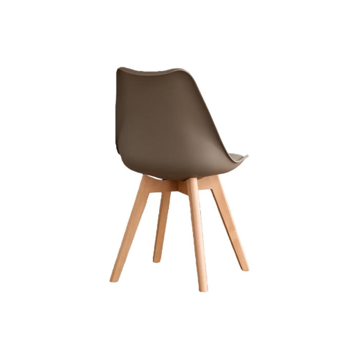 Silla Fyn, Taupe, Diseño Minimalista Con Espaldar, Cojín y Patas De Madera