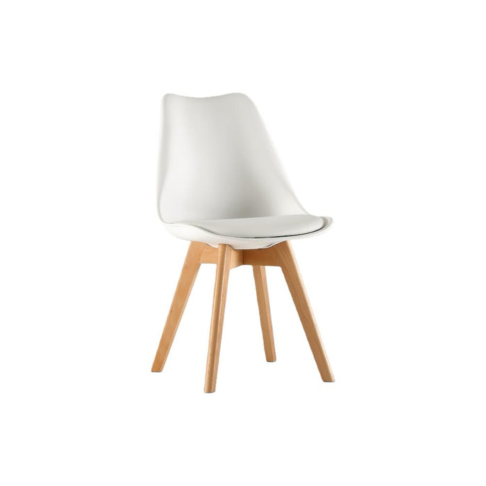 Silla Fyn, Blanco, Diseño Minimalista Con Espaldar, Cojín y Patas De Madera
