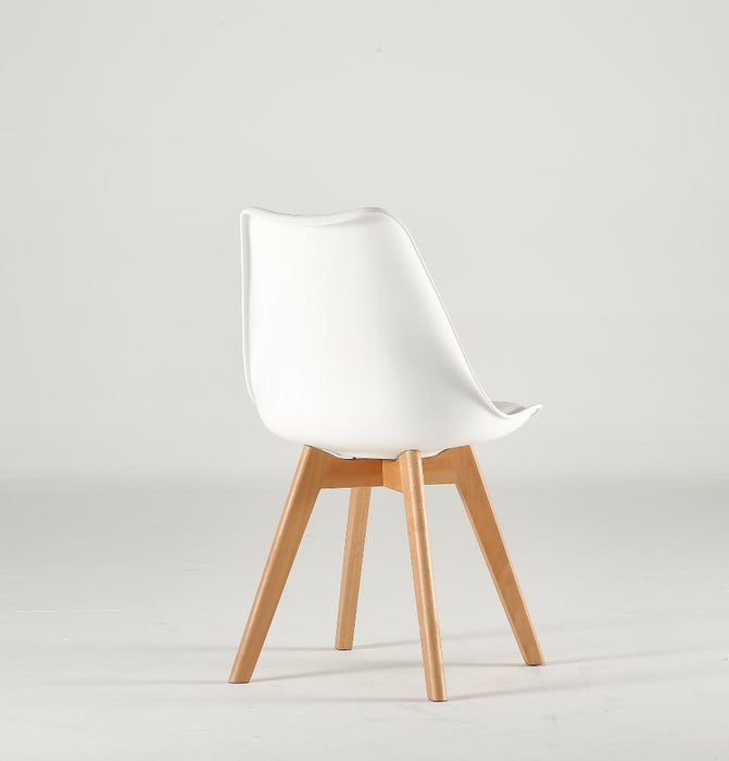 Silla Fyn, Blanco, Diseño Minimalista Con Espaldar, Cojín y Patas De Madera