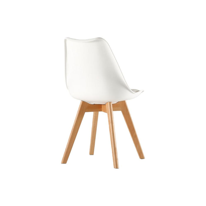 Silla Fyn, Blanco, Diseño Minimalista Con Espaldar, Cojín y Patas De Madera