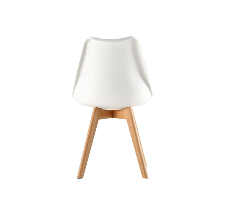 Silla Fyn, Blanco, Diseño Minimalista Con Espaldar, Cojín y Patas De Madera