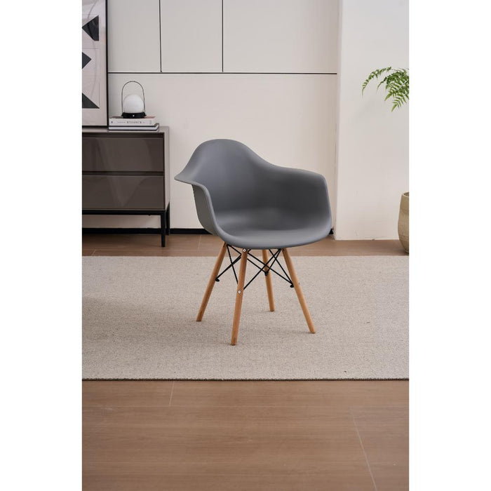 Silla Delia, Color Gris Oscuro, Con espaldar y patas en Madera