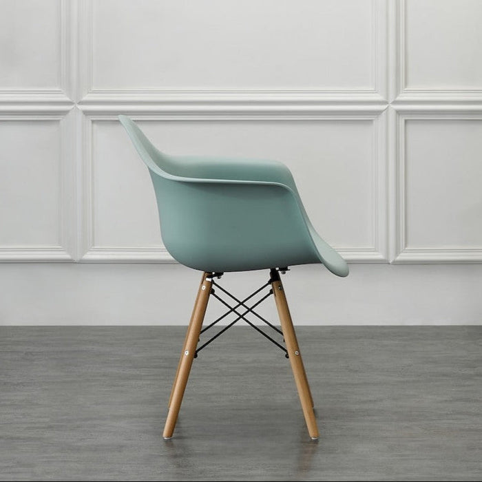 Silla Eymos , Color Azul Claro, con Espaldar y Patas en Madera